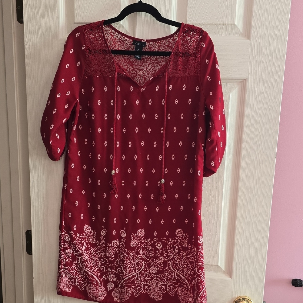 Rue21 Red and White Patterned Mini Dress
